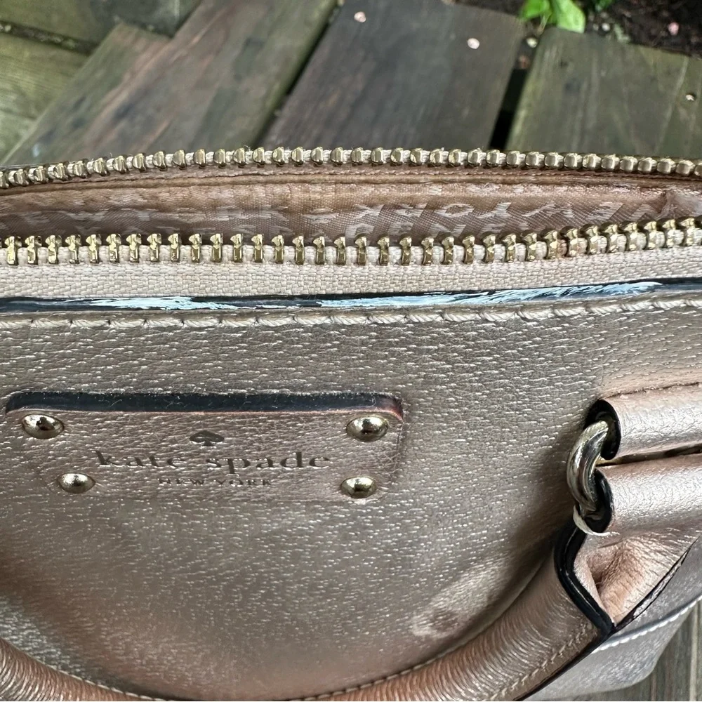 Kate Spade Wellesley Rachelle Satchel Rose‎ Gold Pebbled Leather Purse Handbag